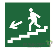 Знак безопасности BL-2020B.E14"Напр. к эвакуац. выходу по лестн. вниз (лев.)"  a21287  Белый свет