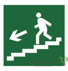 Знак безопасности BL-2020B.E14"Напр. к эвакуац. выходу по лестн. вниз (лев.)"  a21287  Белый свет