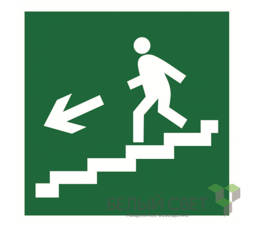 Знак безопасности BL-2020B.E14"Напр. к эвакуац. выходу по лестн. вниз (лев.)"  a21287  Белый свет