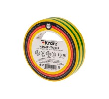 Изолента ПВХ 0.13х15 мм, 10 м, желто-зеленая  KR-09-2007  Kranz