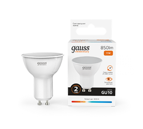 Лампа светодиодная Elementary MR16 11W 850lm 3000K GU10 LED 1/10/100  13611  Gauss