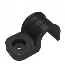 Крепеж-скоба пластиковая односторонняя для прямого монтажа атмосферостойкая черная в гофроящике d20 мм (600шт/кор)  PR13.02548  Промрукав