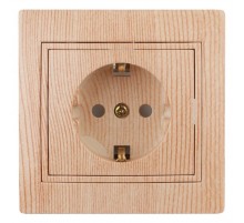 1-206-11 Intro Розетка 2P+E Schuko со шторками, 16А-250В, IP20, СУ, Plano, сосна  Б0030077  Intro