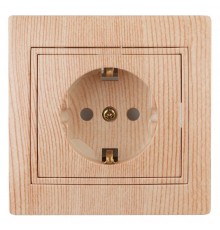 1-206-11 Intro Розетка 2P+E Schuko со шторками, 16А-250В, IP20, СУ, Plano, сосна  Б0030077  Intro