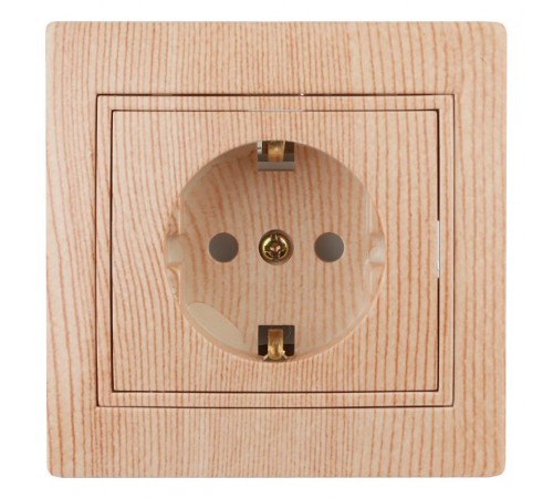 1-206-11 Intro Розетка 2P+E Schuko со шторками, 16А-250В, IP20, СУ, Plano, сосна  Б0030077  Intro