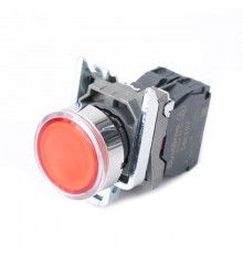 Кнопка SB4 с подсветкой в сборе модульная 22мм красная металл 24ВDC 1НЗ  SB4BW34B2  SE