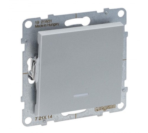 SUNO Выключатель 16АХ 250В с индикацией. Безвинтовые зажимы. Цвет "Алюминий"  721314  Legrand