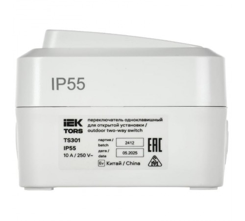 TORS Переключатель однокл. 10А IP55 TS301 белый  TS-V10-0-10-55-K01  IEK