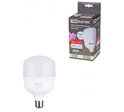 Лампа светодиодная T 30 Вт, 230 В, 6500 К, E27 (100x165 мм)  SQ0340-0353  TDM