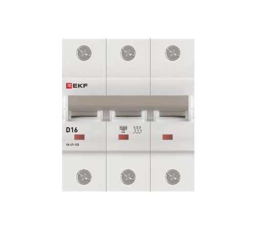 Выключатель автоматический ВА 47-125 3P 16А (D) 15кА PROXIMA   mcb47125-3-16D  EKF