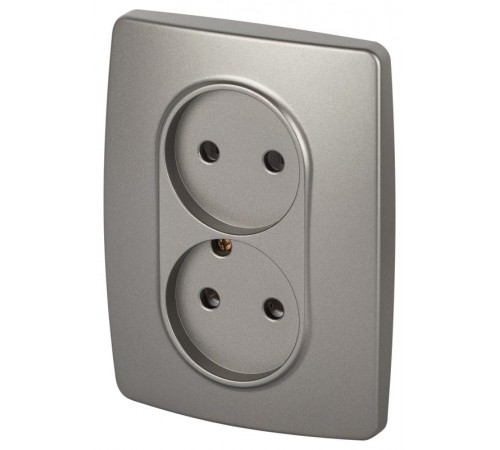 Розетка ЭРА Серия 12 12-2107-16 , 2X2P, 16А-250В, титан   Б0065644  ЭРА