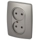 Розетка ЭРА Серия 12 12-2107-16 , 2X2P, 16А-250В, титан   Б0065644  ЭРА