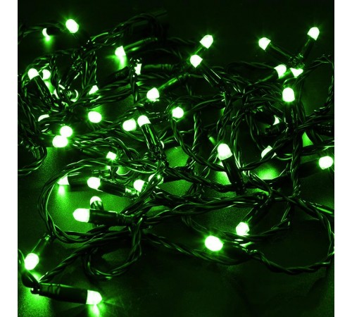 Гирлянда Нить 10м, постоянное свечение, черный ПВХ, 24В, цвет: Зелёный  305-144  NEON-NIGHT