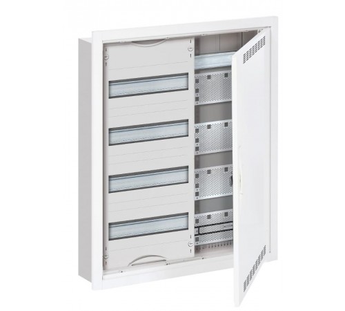 Шкаф 48М в нишу с медиапанелями 684х560х120 с расстоянием между DIN-рейками 125 мм и самозажимными клеммами N/PE и дверью с вент. отверстиями U42MML 