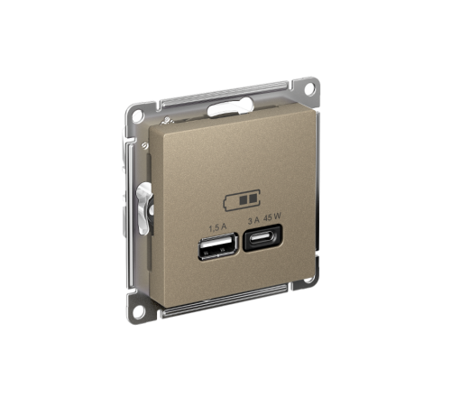 AtlasDesign Шампань USB Розетка A + тип-C 45W высокоскоростной заряд QC PD  ATN000529  SE