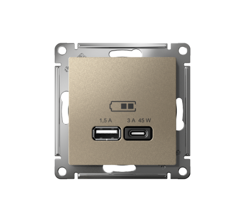 AtlasDesign Шампань USB Розетка A + тип-C 45W высокоскоростной заряд QC PD  ATN000529  SE