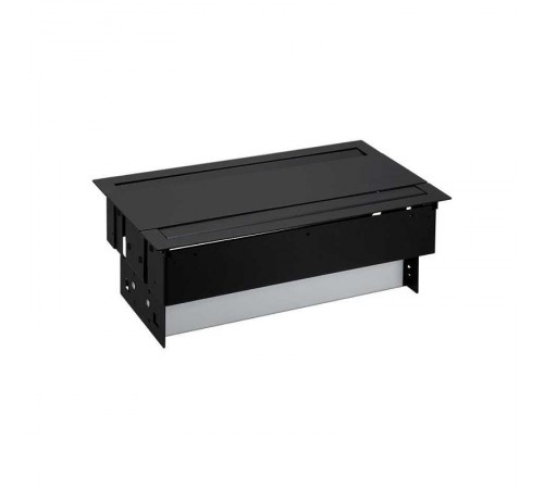 Simon S400 Двухсторонний Врезной розеточный блок с крышкой и мет. вводом, 4x2P+E, 8 пустых модулей, черный,S400  47602000-138  Simon