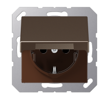Штепсельная розетка SCHUKO 16А / 250В с подпружиненной откидной крышкой, возможно IP44, пружинные зажимы; термопласт; мокко; A500  A1520BFKLMO  Jung