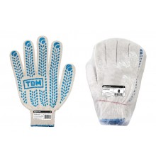 Перчатки х/б с ПВХ, "Протектор", белые, 10, 1 пара,  SQ1016-0201  TDM