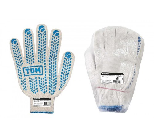 Перчатки х/б с ПВХ, "Протектор", белые, 10, 1 пара,  SQ1016-0201  TDM