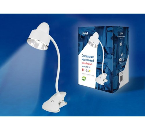 Светильник настольный TLD-557 Beige/LED/350Lm/5500K/Dimmer "прищепка" 5W сенсор Белый  UL-00004139  Uniel