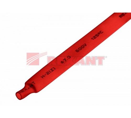 Термоусадочная трубка 7,0/3,5 мм, красная, упаковка 50 шт. по 1 м  20-7004  REXANT