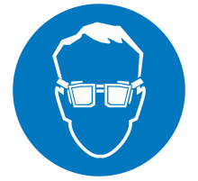 Знак M 01 "Работать в защитных очках" ф200 мм, металл ГОСТ Р 12.4.026-2001  zn-m-01  EKF