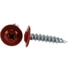 Саморез 4,2x16 с прессшайбой, острый, цинк RAL 3005 Красный (100 шт/уп)  PR08.9242  Промрукав