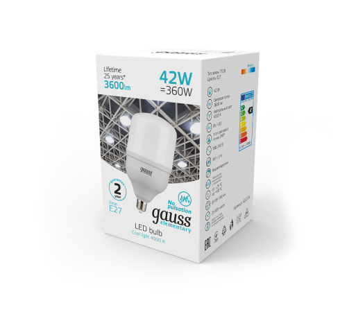Лампа светодиодная Elementary LED T120 E27 42W 3600lm 180-240V 4000K 1/12  63224  Gauss