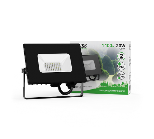 Прожектор светодиодный Elementary 20W 1400lm зеленого свечения 175-265V IP65 черный LED 1/20  613100620  Gauss
