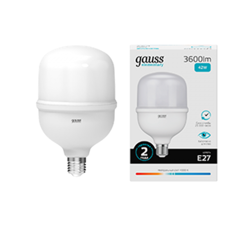 Лампа светодиодная Elementary LED T120 E27 42W 3600lm 180-240V 4000K 1/12  63224  Gauss