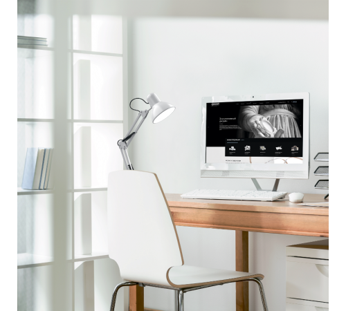 Светильник настольный GTL002 60W 220-240V E27 белый струбцина и основание 1/12  GT0021  Gauss