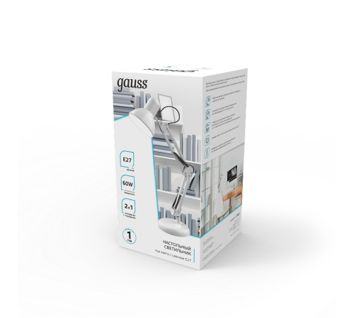 Светильник настольный GTL002 60W 220-240V E27 белый струбцина и основание 1/12  GT0021  Gauss