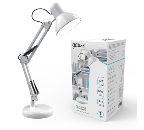 Светильник настольный GTL002 60W 220-240V E27 белый струбцина и основание 1/12  GT0021  Gauss