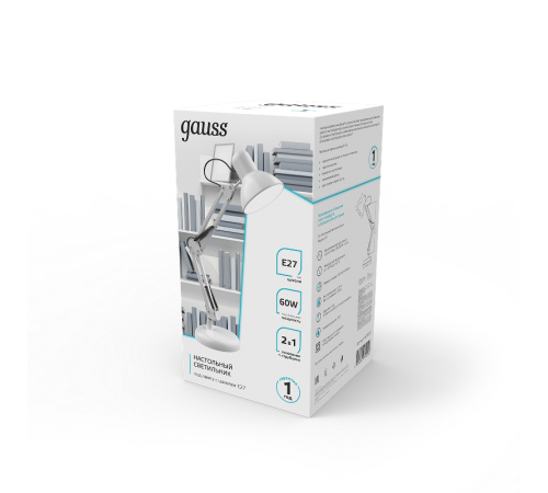 Светильник настольный GTL002 60W 220-240V E27 белый струбцина и основание 1/12  GT0021  Gauss