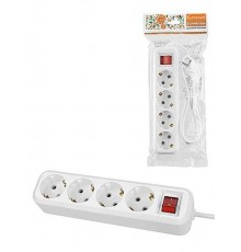 Удлинитель 4 гнезда, 1,5 метра, с/з, выкл., 16 А, 3500 Вт, белый, НАРОДНЫЙ  SQ1303-1425  TDM