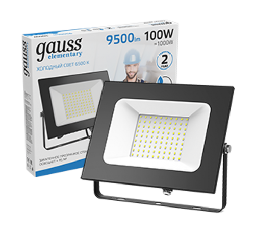 Прожектор светодиодный 100W IP65 6500К черный  613100100  Gauss