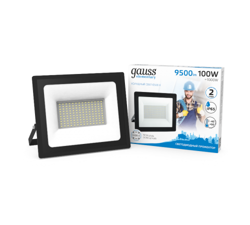 Прожектор светодиодный 100W IP65 6500К черный  613100100  Gauss