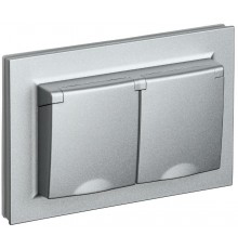 BRITE Розетка 2-ая с крышкой 16А в сб IP44 РСбш12-3-44-БрА алюминий  BR-R26-16-44-K47-F  IEK