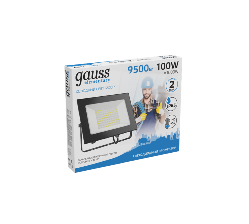 Прожектор светодиодный 100W IP65 6500К черный  613100100  Gauss