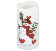 Светодиодный проектор  EGNDS -SN светильник новогодний Свеча Снеговик теплый свет 4 LED 3*AAA 15 см  Б0060552  ЭРА