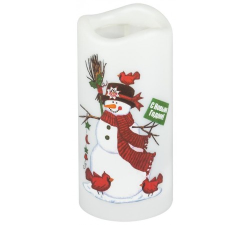 Светодиодный проектор  EGNDS -SN светильник новогодний Свеча Снеговик теплый свет 4 LED 3*AAA 15 см  Б0060552  ЭРА