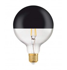 Лампа светодиодная LED, прозрачная с зеркальным элементом, Vintage 1906 LED CL GLOBE125 MIRROR BLACK 52 non-dim 7W/827 E27  4058075091931  Osram