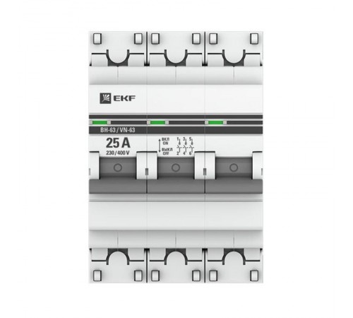 Выключатель нагрузки модульный ВН-63, 3P 25А EKF PROxima  SL63-3-25-pro  EKF (замена - S63325)