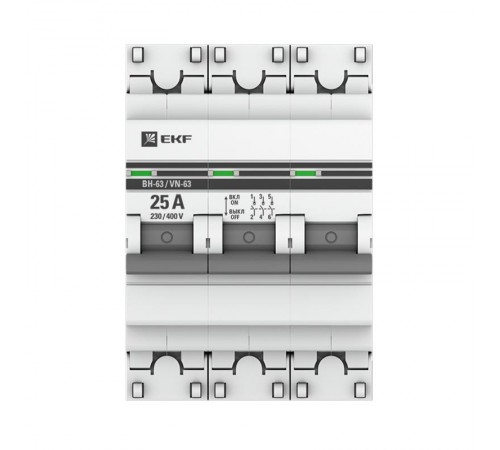 Выключатель нагрузки модульный ВН-63, 3P 25А EKF PROxima  SL63-3-25-pro  EKF (замена - S63325)