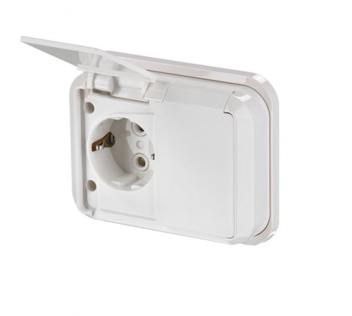 Розетка DoubleSCHUKO в сборе с заземлением, 16А / 250В, IP44, зажимные клеммы, серия Jussi, белый  302EUG   2TKA000943G1  ABB