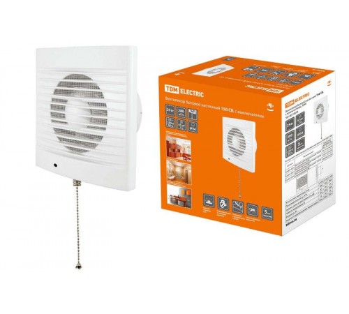 Вентилятор бытовой настенный 150 СВ, с выключателем,  SQ1807-0018  TDM