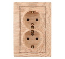 1-205-11 Intro Розетка 2X2P+E Schuko, 16А-250В, IP20, СУ, Plano, сосна  Б0030073  Intro