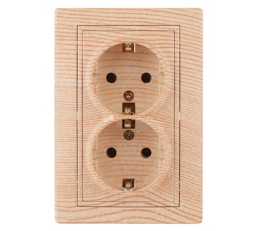 1-205-11 Intro Розетка 2X2P+E Schuko, 16А-250В, IP20, СУ, Plano, сосна  Б0030073  Intro