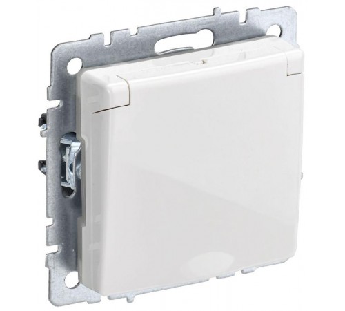 BRITE Розетка с заземлением со шторками с крышкой 16А IP20 РСбш10-3-БрБбелый   BR-R16-16-K01  IEK